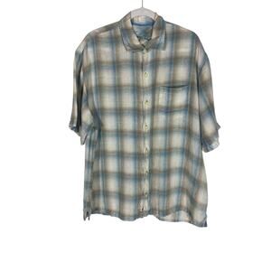 Men's Tommy Bahama Casual Short Sleeve Plaid Button Down shirt Size XL
